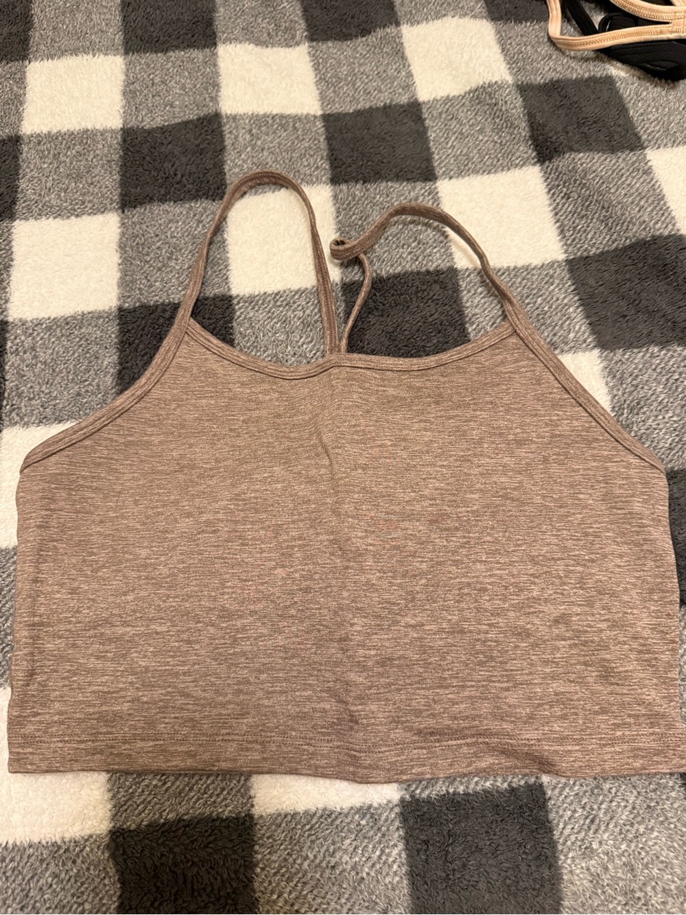 aerie Brown Heathered Cropped Cami Tank